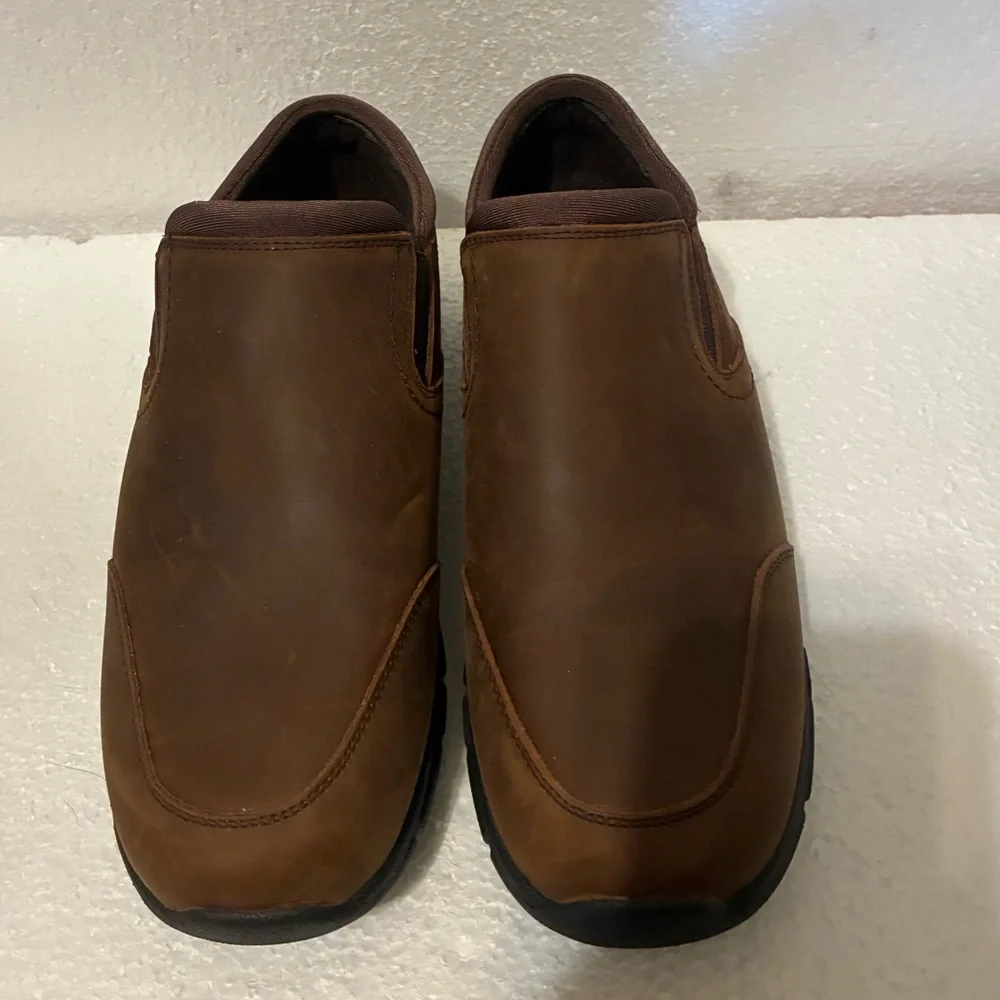 Lands’ End Brown Leather Slip-On Shoes Women Size 9B Comfort Casual Loafer NWOT - Picture 3 of 9